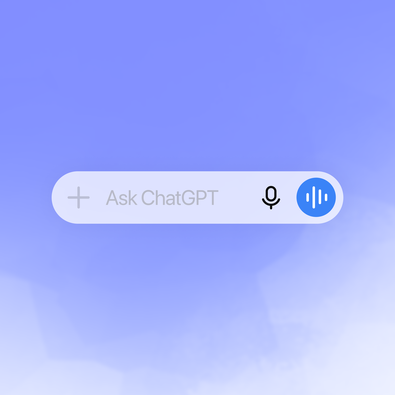 The ChatGPT message bar reading "Ask ChatGPT" with a microphone icon and a blue voice button on the right